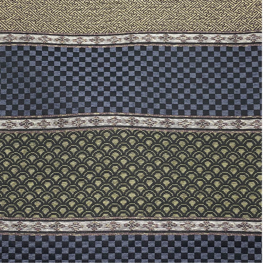 名古屋帯 グラデーション 市松 青海波 紗綾形 横段 帯丈375.5cm 正絹 Sランク 全通 カジュアル グラデ 1124003192399 名古屋仕立て