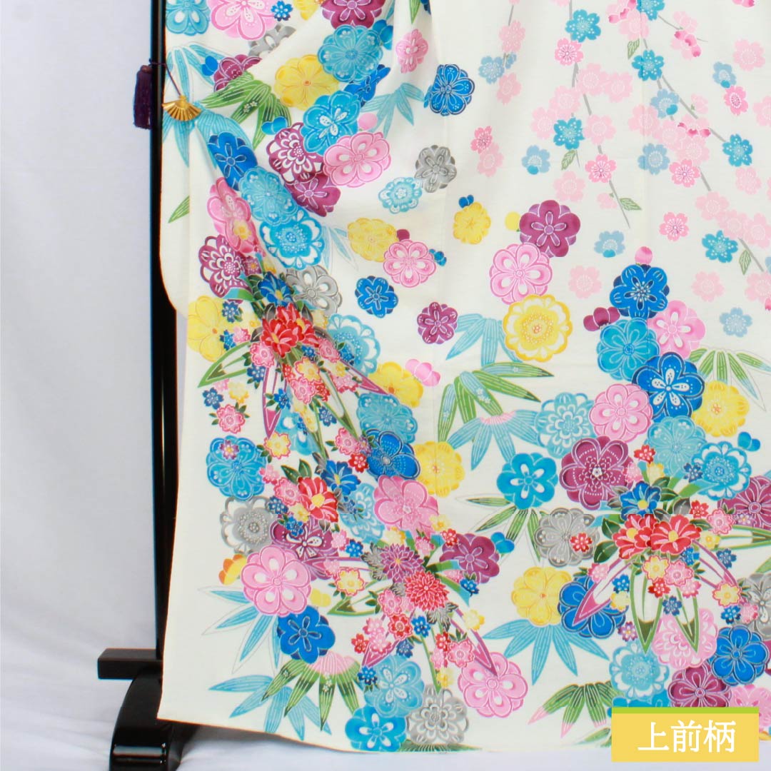 振袖 ポリエステル Sランク 身丈172cm 裄丈67cm 袷 白色 総花 紗綾形 洗える着物 白系 1113002852611