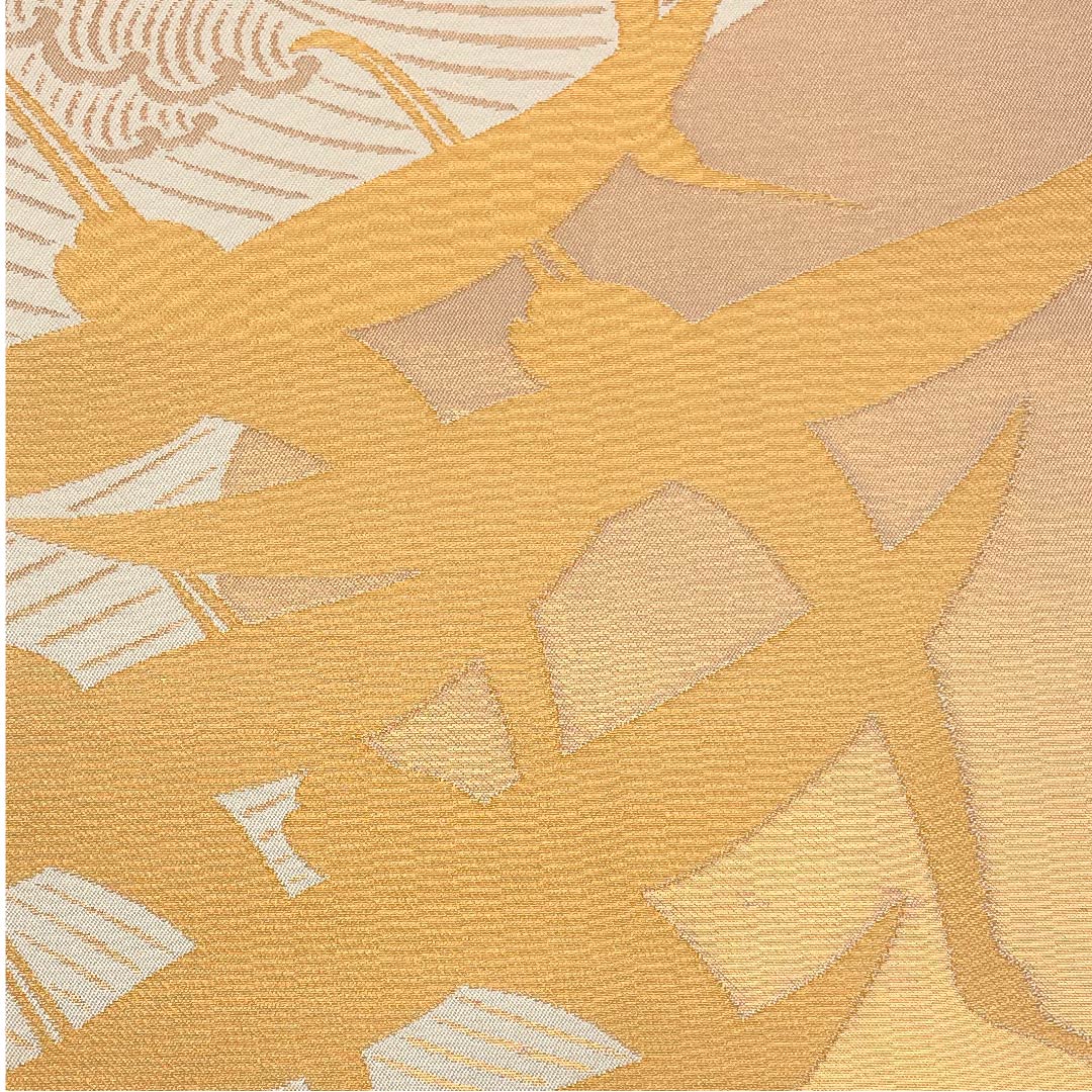 袋帯 金色 琳派鶴 流水 引箔 帯丈442cm 正絹 Aランク 全通 フォーマル 金系 1123005333321