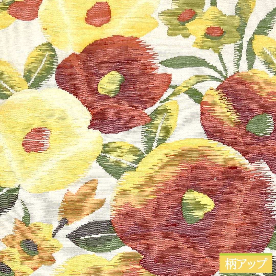 名古屋帯 正絹 Sランク 草花模様 帯丈350cm 六通 カジュアル 白系 1124010702311 開き仕立て