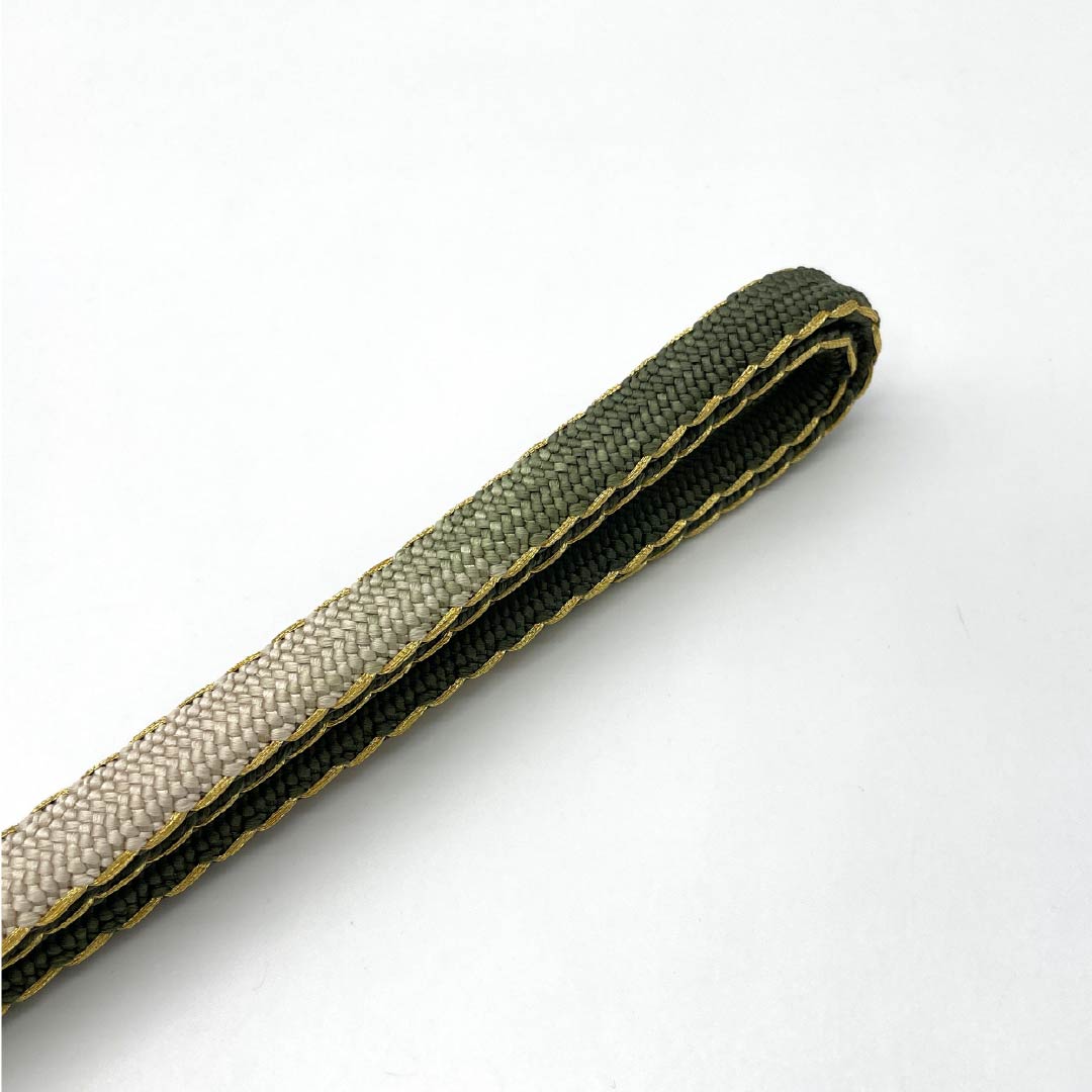 (新品)帯締め 正絹 NEWランク 鈍色(にびいろ) 平田組紐 耳角朝遊玄染 撚り房 長さ約170cm 幅約1.4cm セミフォーマル 緑系 1135005071419