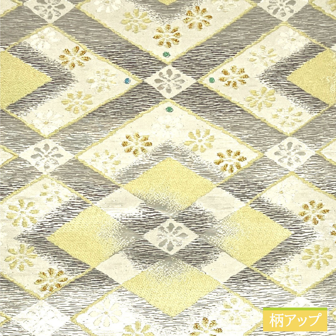 袋帯 正絹 Aランク 夢小路 西陣織 みらくるコート加工 帯丈432cm 六通 フォーマル 銀系 1123016903322
