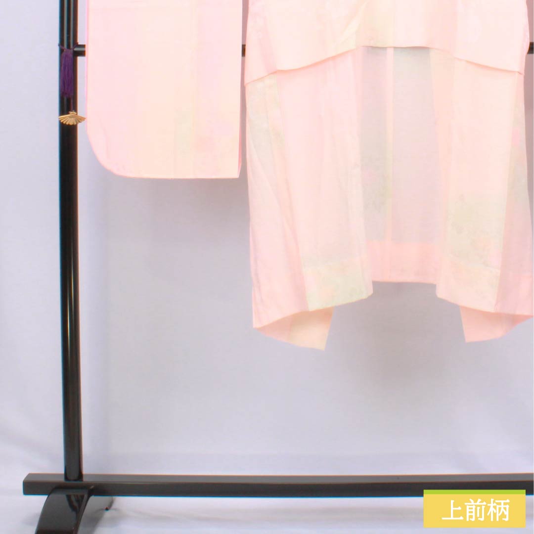 長襦袢 正絹 Aランク 身丈119cm 裄丈61cm 単衣 花 刺繡衿付き 身上げ有り ピンク系 1129000833113