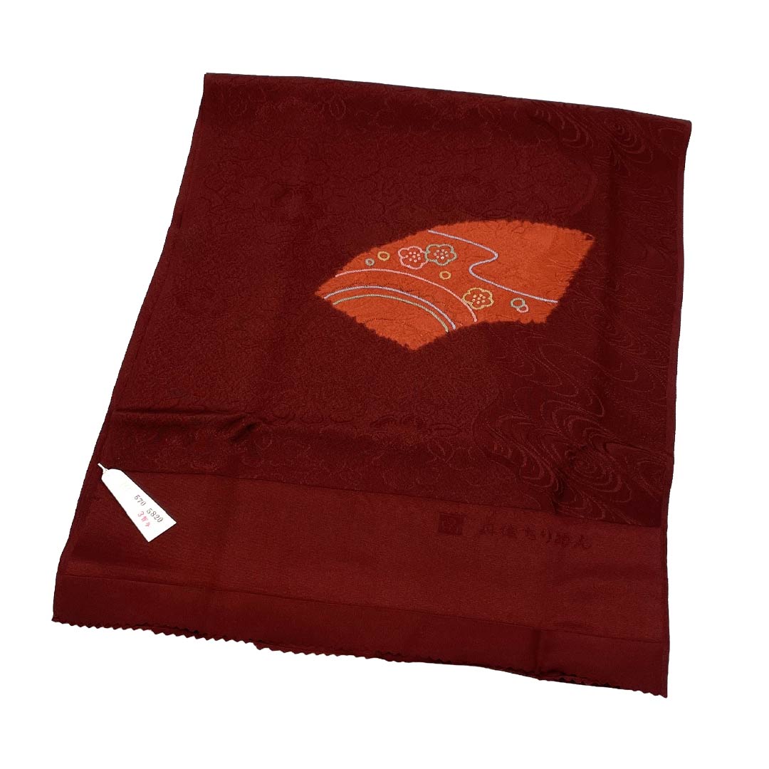 (新古品) 帯締め・帯揚げセット 正絹 NEWランク 紅海老茶色(べにえびちゃいろ) 渡敬謹製 古典柄 扇 長さ約164cm 幅約1.5cm カジュアル 茶系 1141000601314