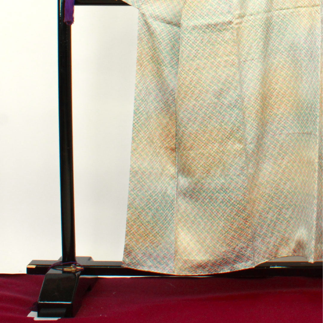 小紋 身丈156cm 裄丈62.5cm 袷 絞り 鹿の子絞り 正絹 Aランク グラデ 1115003103399