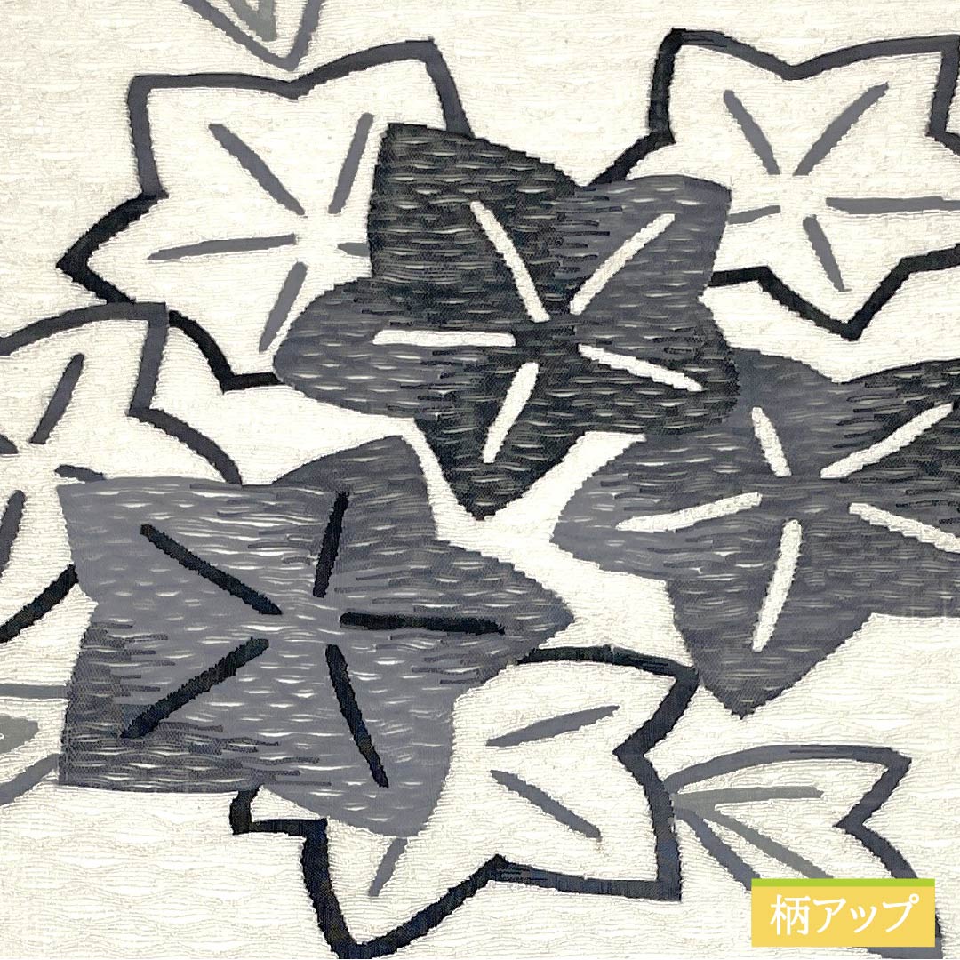 袋帯 正絹 桔梗 夏帯 帯丈444cm Sランク ポイント柄 カジュアル 白系 1123014662311