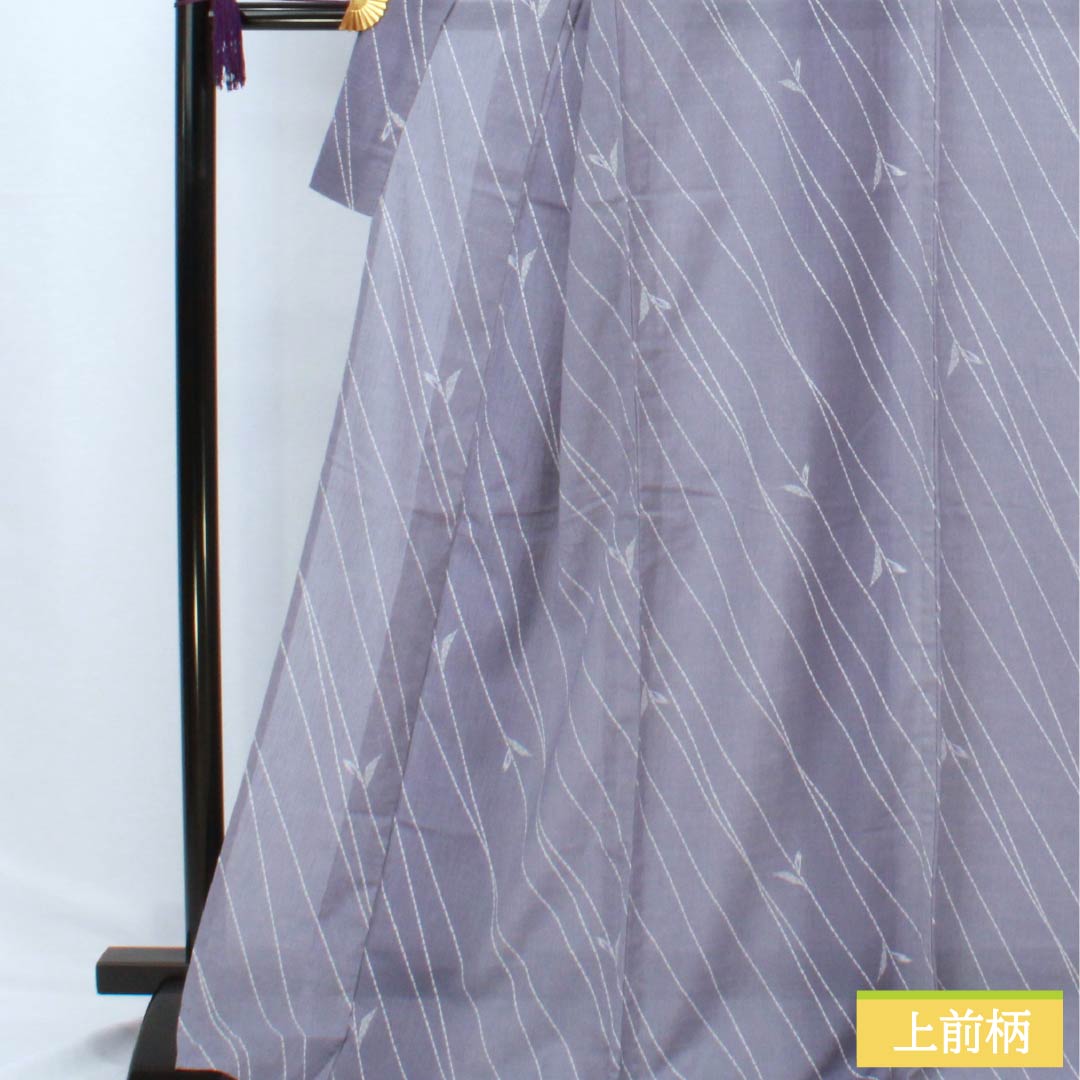 夏物 ポリエステル 小紋 身丈171.5cm 裄丈67cm 相思鼠色(そうしねずいろ) 抽象模様 洗える着物 紗 Sランク グレー系 1132002572622