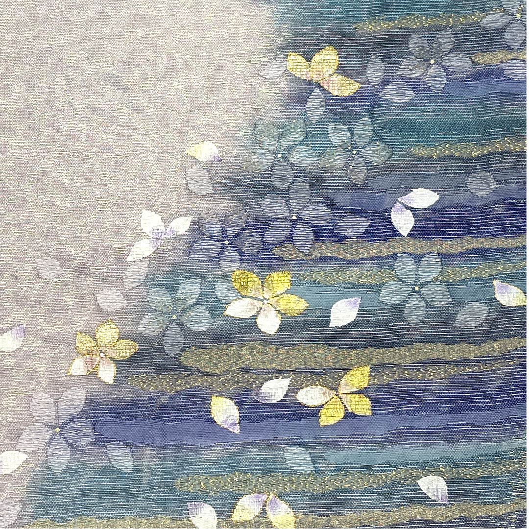 袋帯 小町鼠色(こまちねずいろ) 古典柄 小桜 帯丈428cm 正絹 Sランク 六通 セミフォーマル グラデーション系 1123008712399