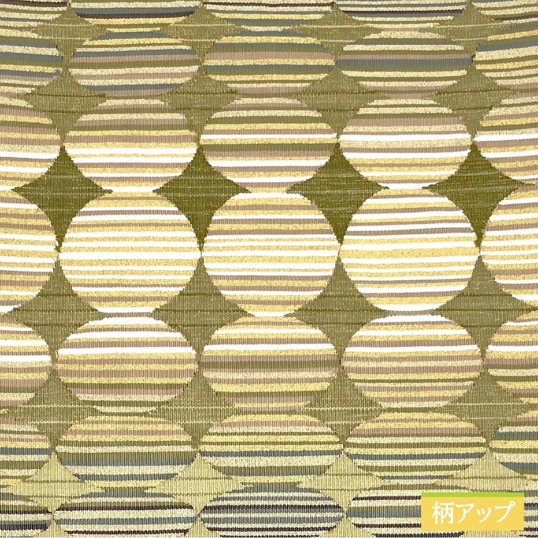 袋帯 正絹 裏柳色(うらやなぎいろ) 綴れ織 丸紋 帯丈442cm Sランク ポイント柄 セミフォーマル 緑系 1123014912319