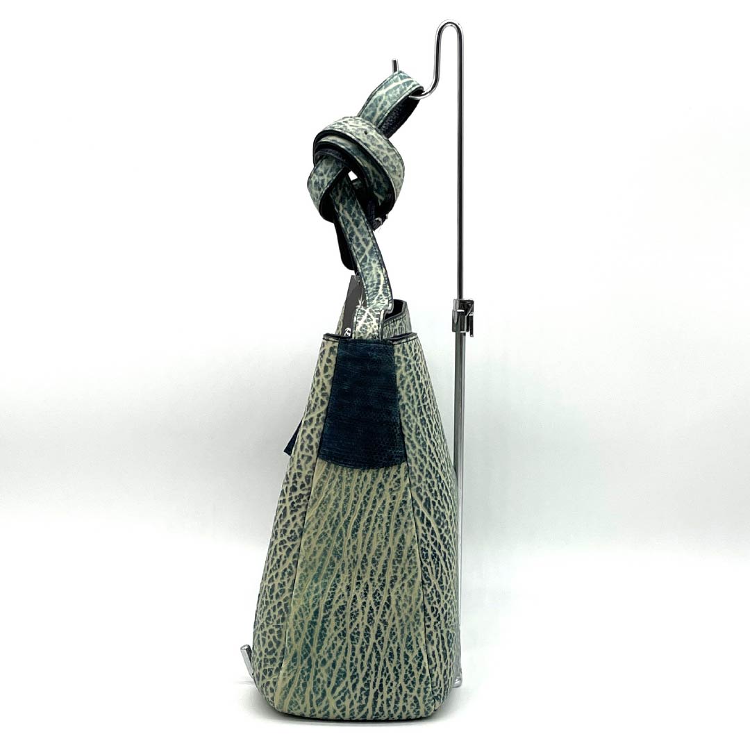 (新古品) 洋装バッグ オットセイ×リザード Aランク 新古品 オットセイ×リザード ショルダーバッグ 青系 119700043317