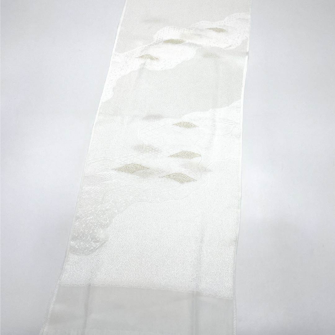 帯揚げ 正絹 Sランク フォーマル 白色(しろいろ) 道長取り 留袖用 長さ約180cm 幅約29.5cm 白系 1136004672911