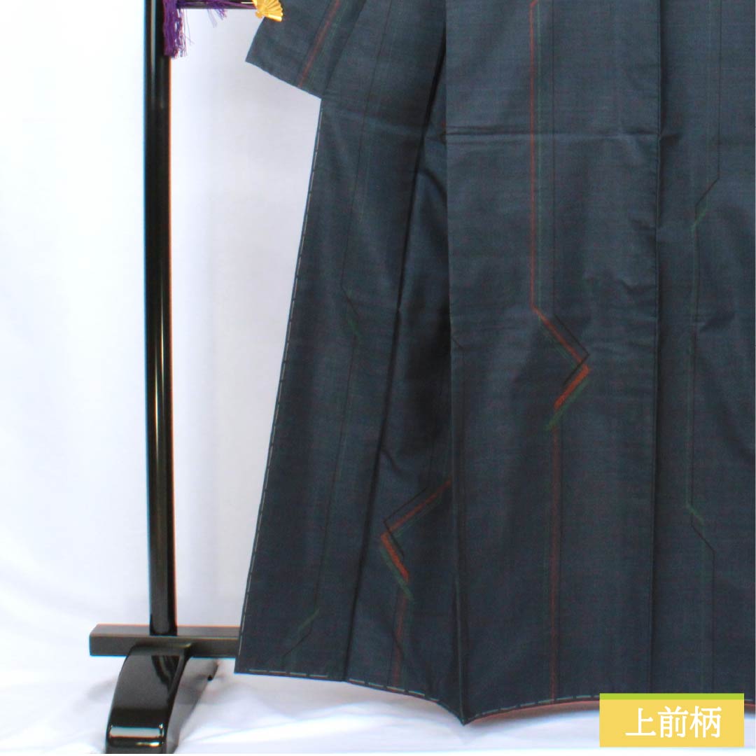 紬 正絹 Bランク 身丈163.5cm 裄丈64cm 紺鉄色(こんてついろ) 大島紬 一元絣 7マルキ 袷 紺系 1116003984418