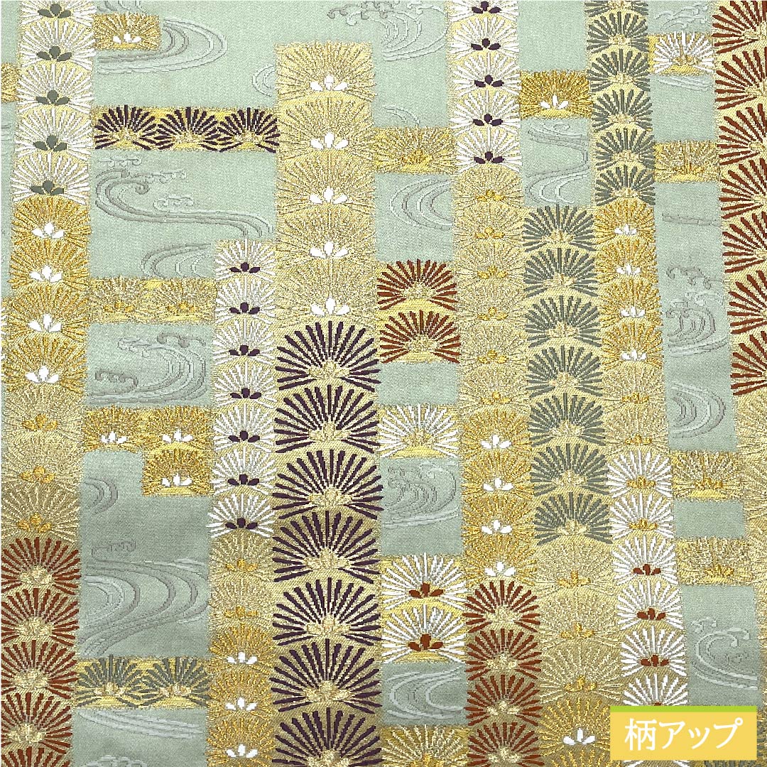 袋帯 正絹 龍泉青瓷釉色色(ロンチュエンチンツーユースーいろ) 加納幸 流水 松 古典柄 帯丈444cm Sランク 六通 フォーマル 緑系 1123011062319