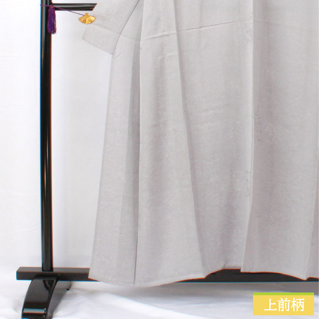 色無地 正絹 身丈155.5cm 裄丈64.5cm 月白色(げっぱくいろ) 一つ紋 蔦 単衣 Sランク グレー系 1114001552322