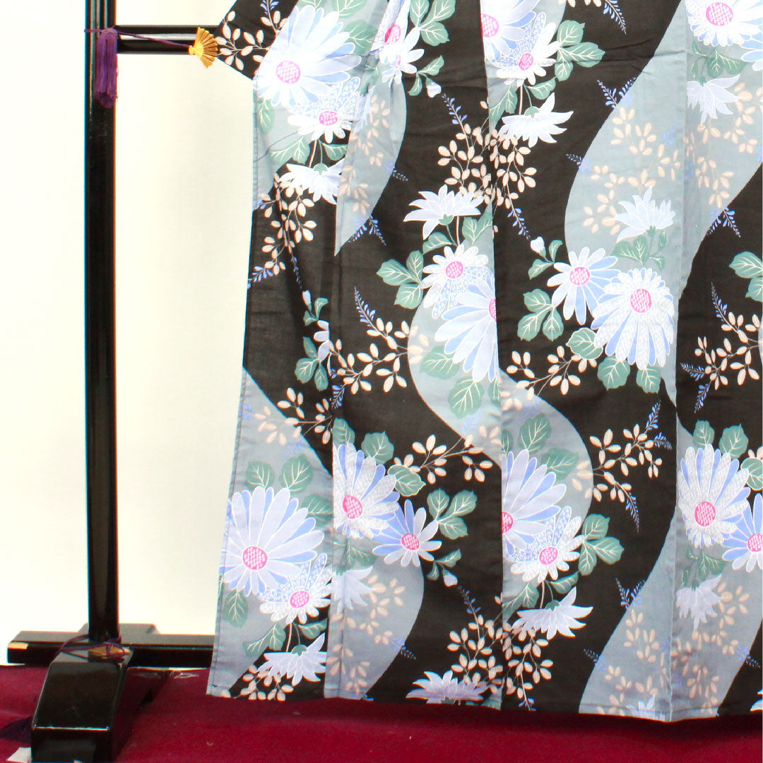 浴衣 ガーベラ 萩 木綿 Sランク 単衣 身丈165.5cm 裄丈62cm グラデーション系 1118002872599