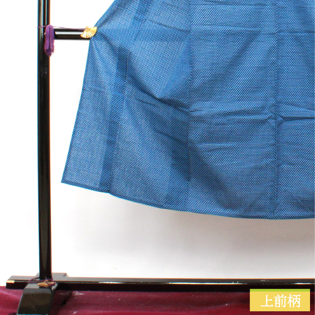 浴衣 木綿 身丈136.5cm 裄丈65.5cm Sランク 単衣 青系 縹色(はなだいろ) 男物 幾何学模様 1118004992317