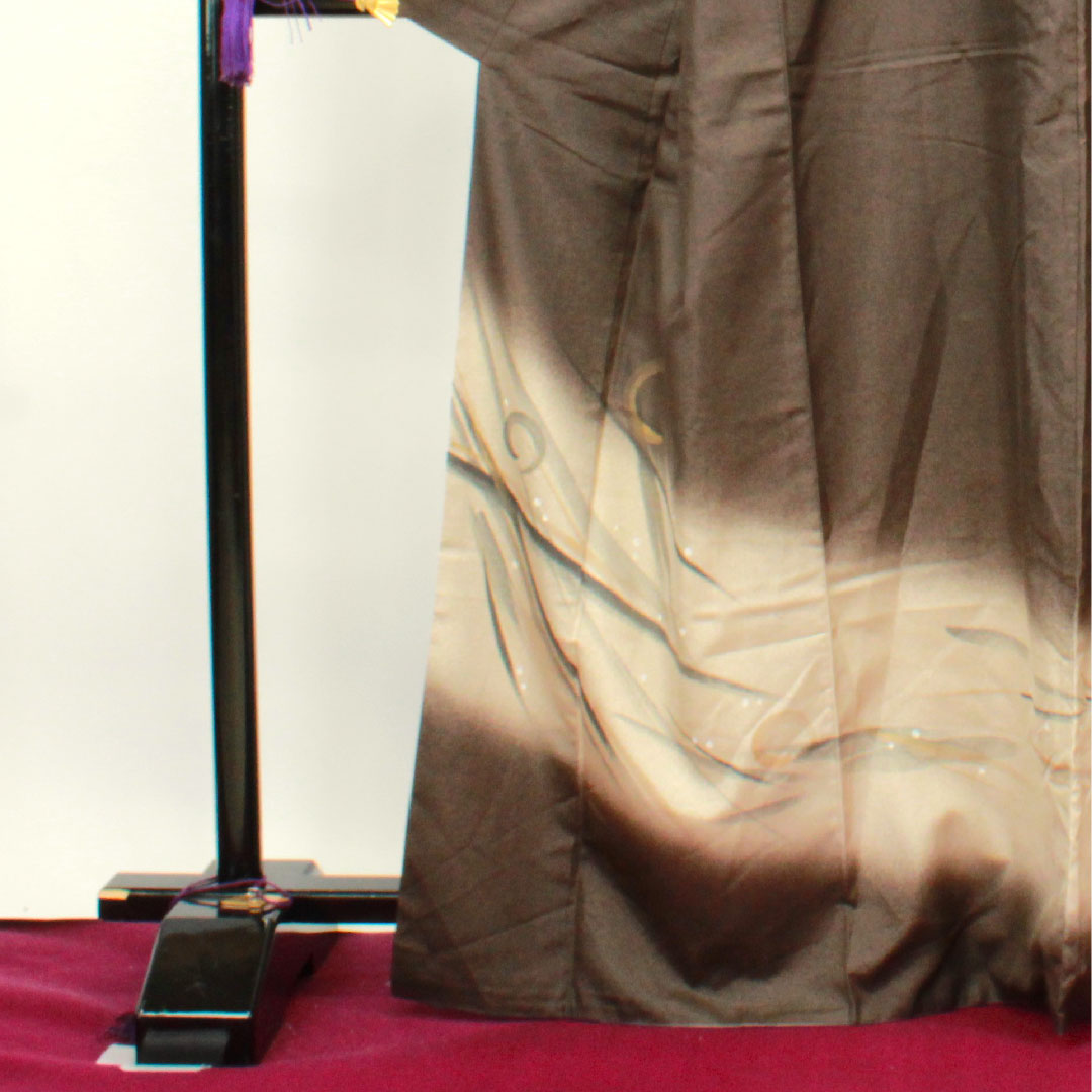 訪問着 袷 身丈167cm 裄丈64cm 消炭色 作家物 円相 正絹 Aランク 茶系 1112002473514