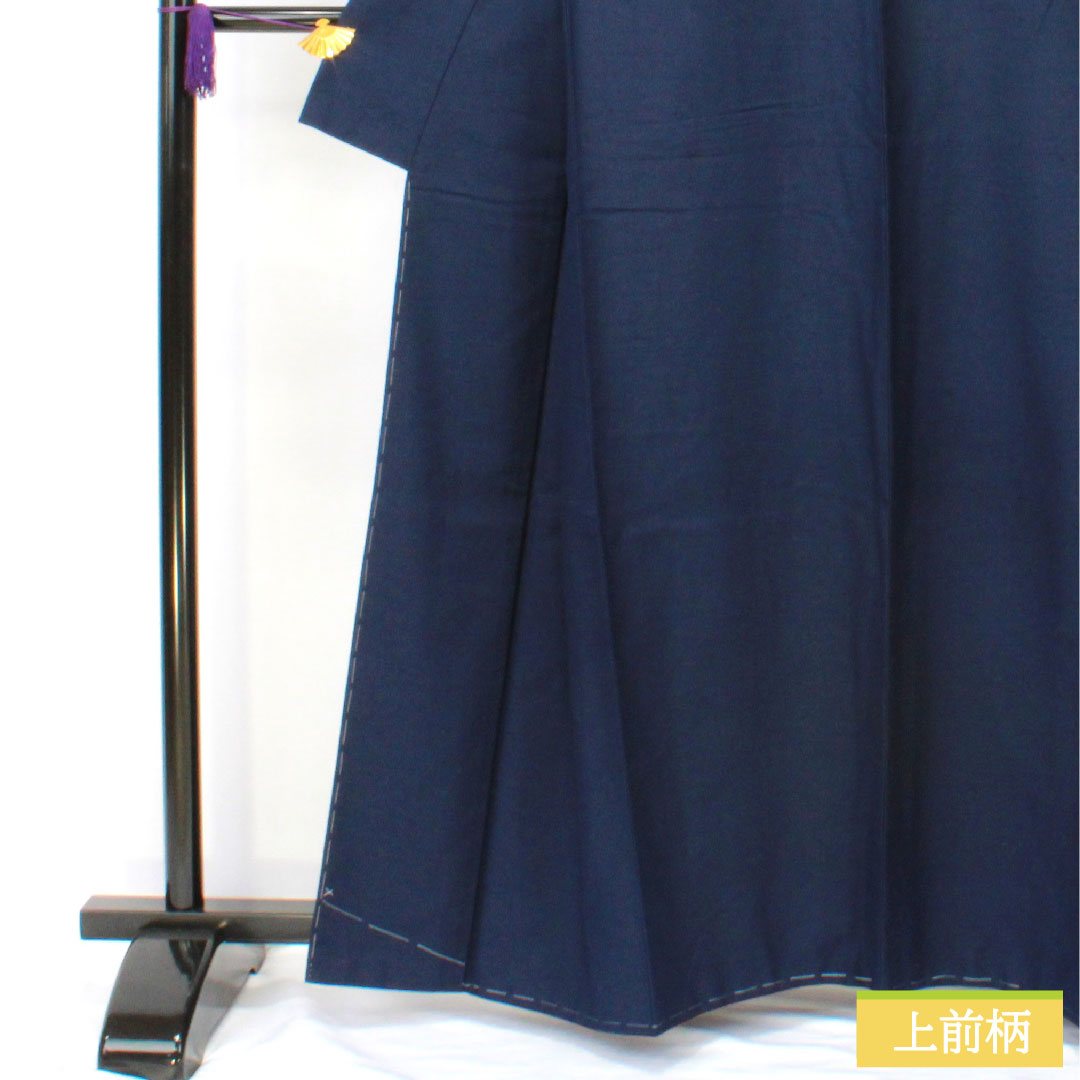 色無地 正絹 身丈161cm 裄丈68cm 紺鉄色(こんてついろ) 紬地 素無地 しつけ糸付き 袷 Aランク 紺系 1114002063418