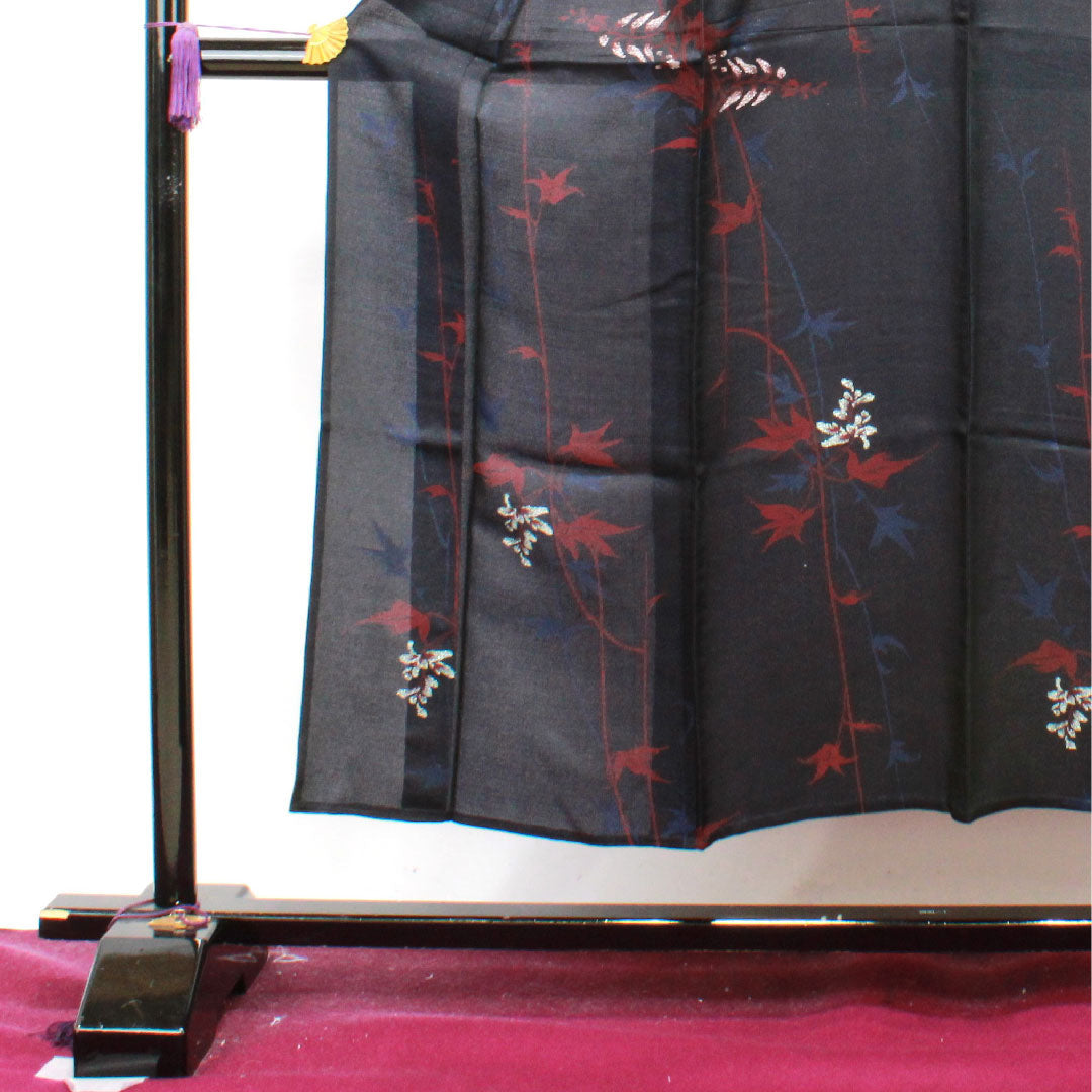 Summer pure silk komon length 149.5cm sleeve length 61cm abstract pattern gauze rank S black 1132001222110