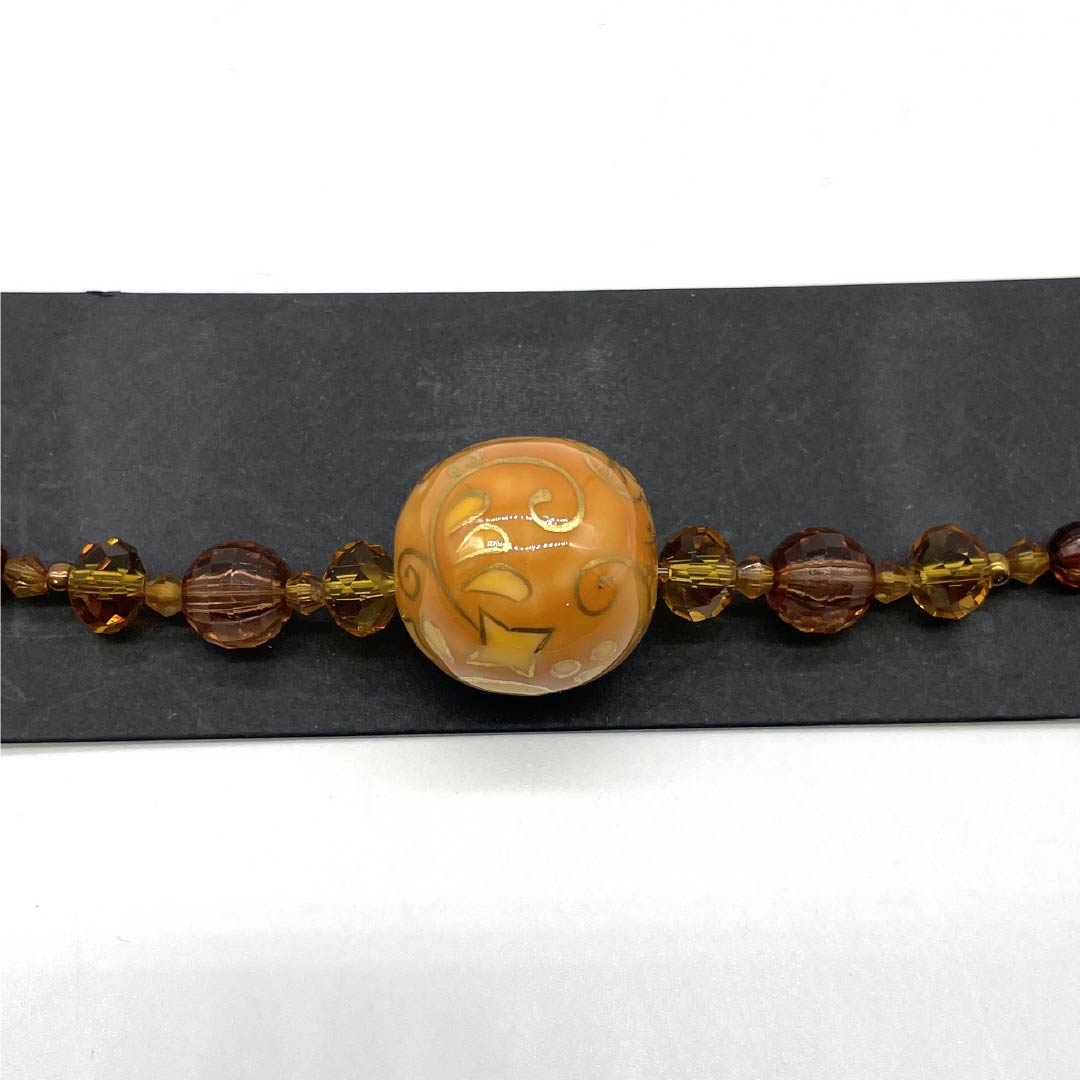 羽織紐 NEWランク カジュアル 無双タイプ カニカン 植物模様 その他 ビーズ 茶系 1121000211914