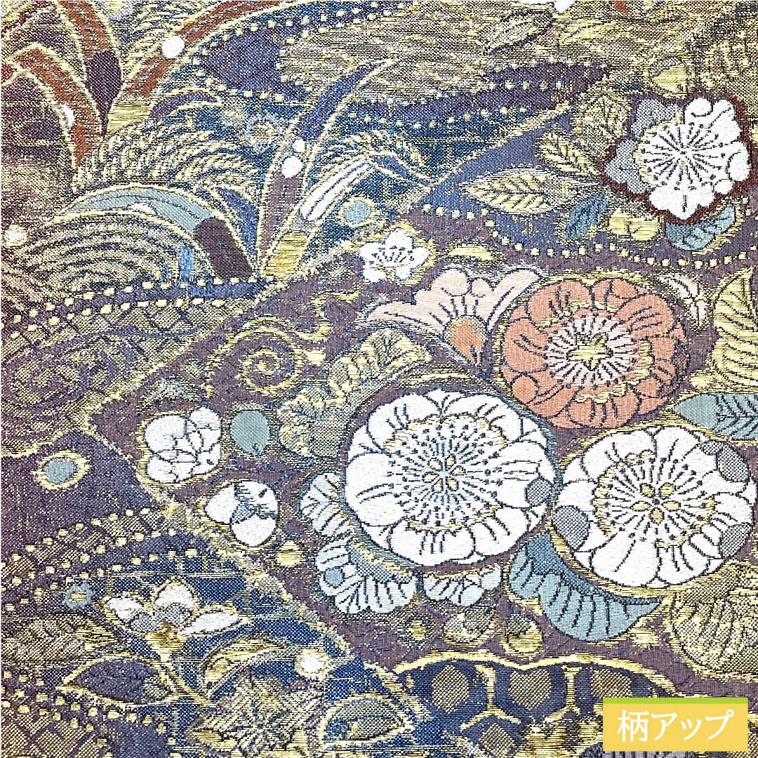 (未仕立)袋帯 半色(はしたいろ) 辻ヶ花 切り嵌め風 帯丈436cm 正絹 Sランク 六通 セミフォーマル 紫系 1123009932320