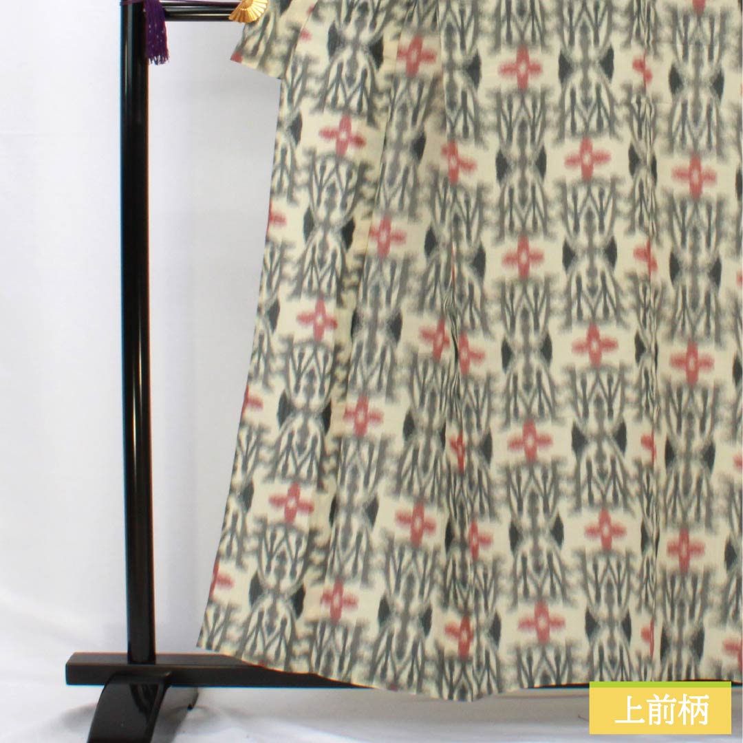 Summer Silk Tsumugi Kimono, Length 159cm, Sleeve Length 63cm, Torinoko Color (Torinoko), Abstract Pattern, Gauze, S Rank, Cream, Item Number 1132002442315