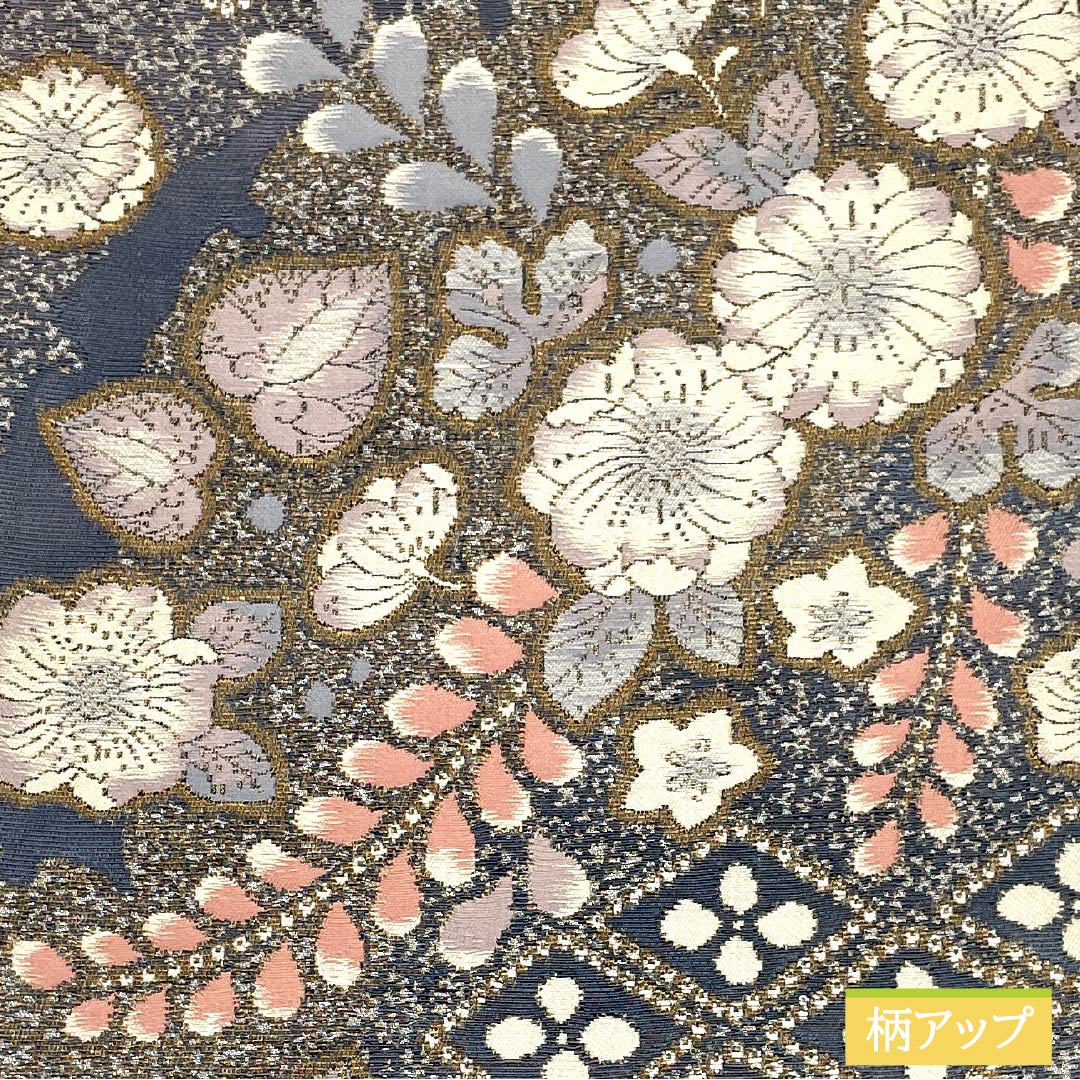 袋帯 正絹 裏色(うらいろ) 辻ヶ花 花菱 帯丈448cm Sランク 六通 セミフォーマル 青系 1123015042317