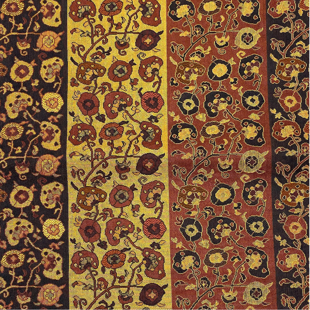 名古屋帯 紹巴織 抽象模様 帯丈357.5cm 正絹 Sランク 全通 カジュアル 茶系 1124002382314 名古屋仕立て