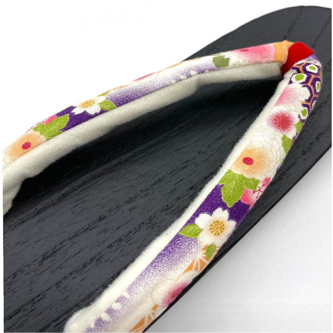 (新品未使用品)下駄 菊 桜 梅 麻の葉 亀甲 XLサイズ 黒系 NEWランク 1122001161510