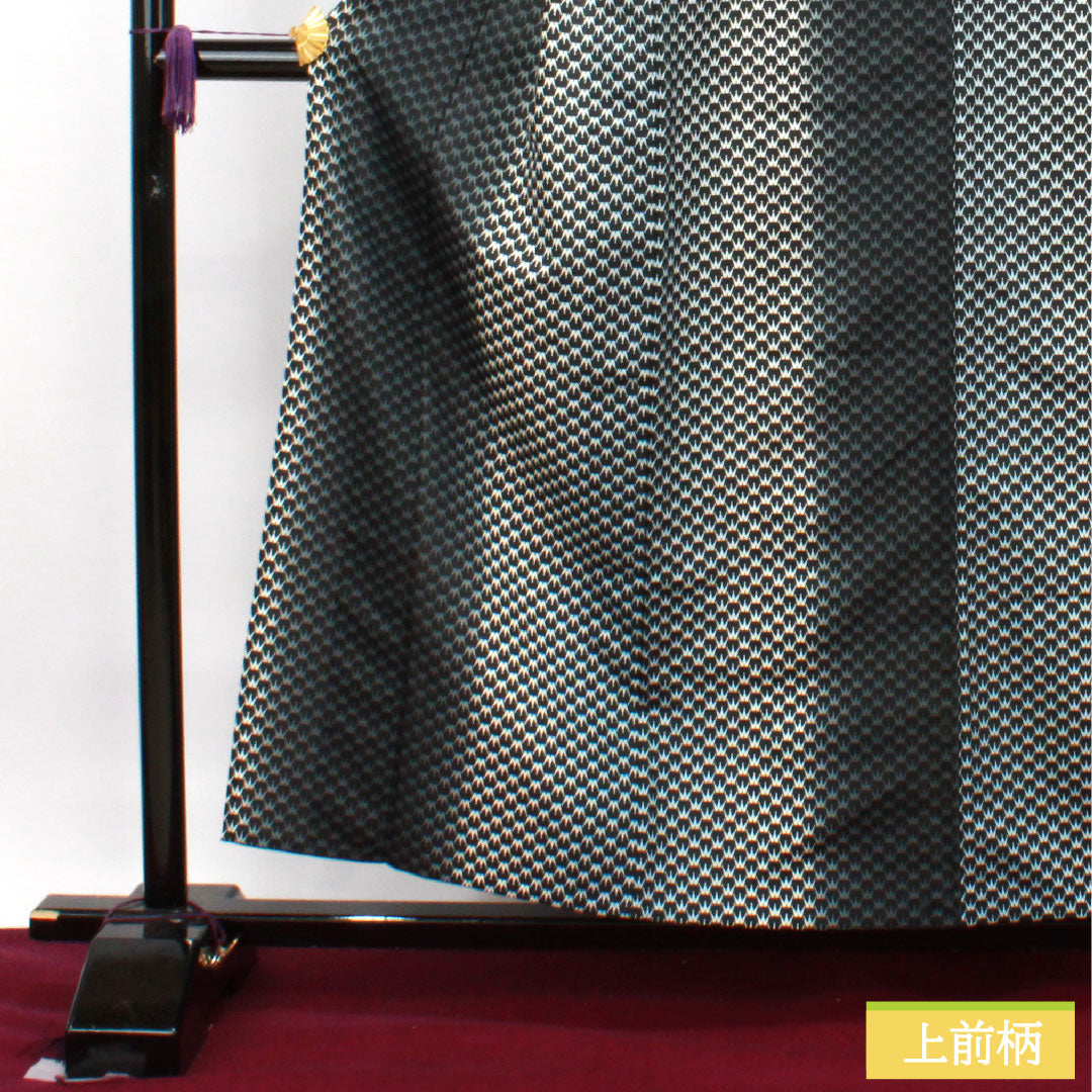 小紋 ポリエステル 身丈158cm 裄丈67cm 単衣 洗える着物 幾何学模様 Sランク グラデーション系 1115003962399