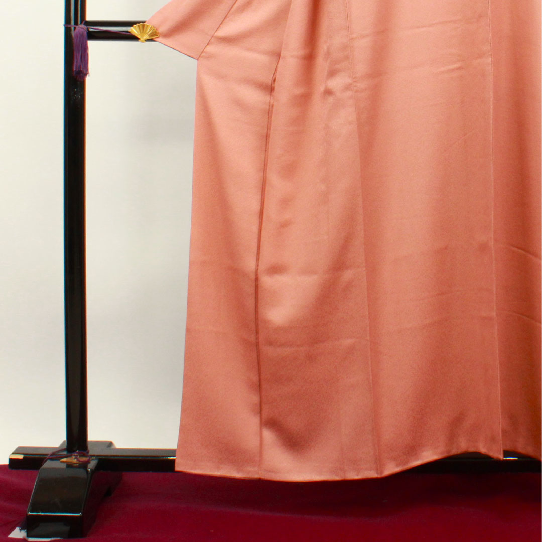 色無地 正絹 桃染色 百貫達雄 加賀友禅 五三桐 身丈158cm 裄丈62.5cm 袷 Aランク ピンク系 1114000953313