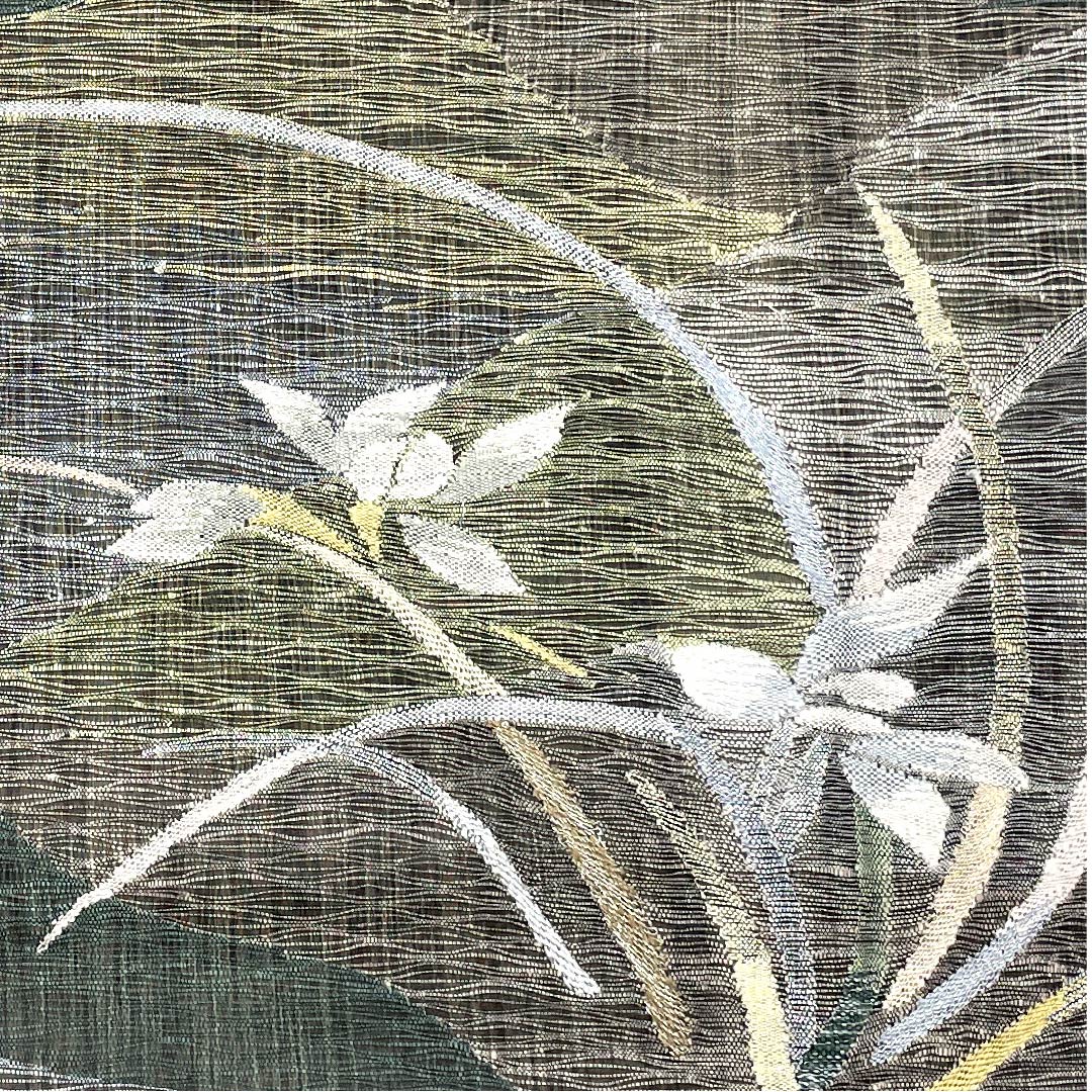 Fukuro Obi, Summer Obi, Black, Floral Pattern, Summer, Obi Length 456cm, Pure Silk, S Rank, Point Pattern, Casual, Black, 1123008512410