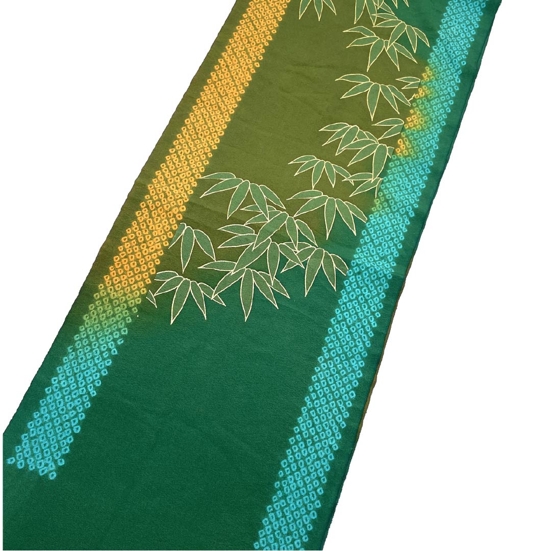 Obiage, pure silk, formal, iridescent, aged green, bamboo, classic pattern, length 164cm, width 29.5cm, S rank, green, 1136000592919
