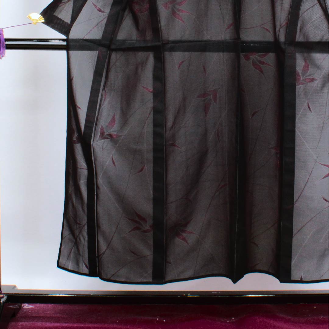 夏物 正絹 小紋 身丈153cm 裄丈61.5cm 黒色 抽象模様 絽 Aランク 黒系 1132000293210