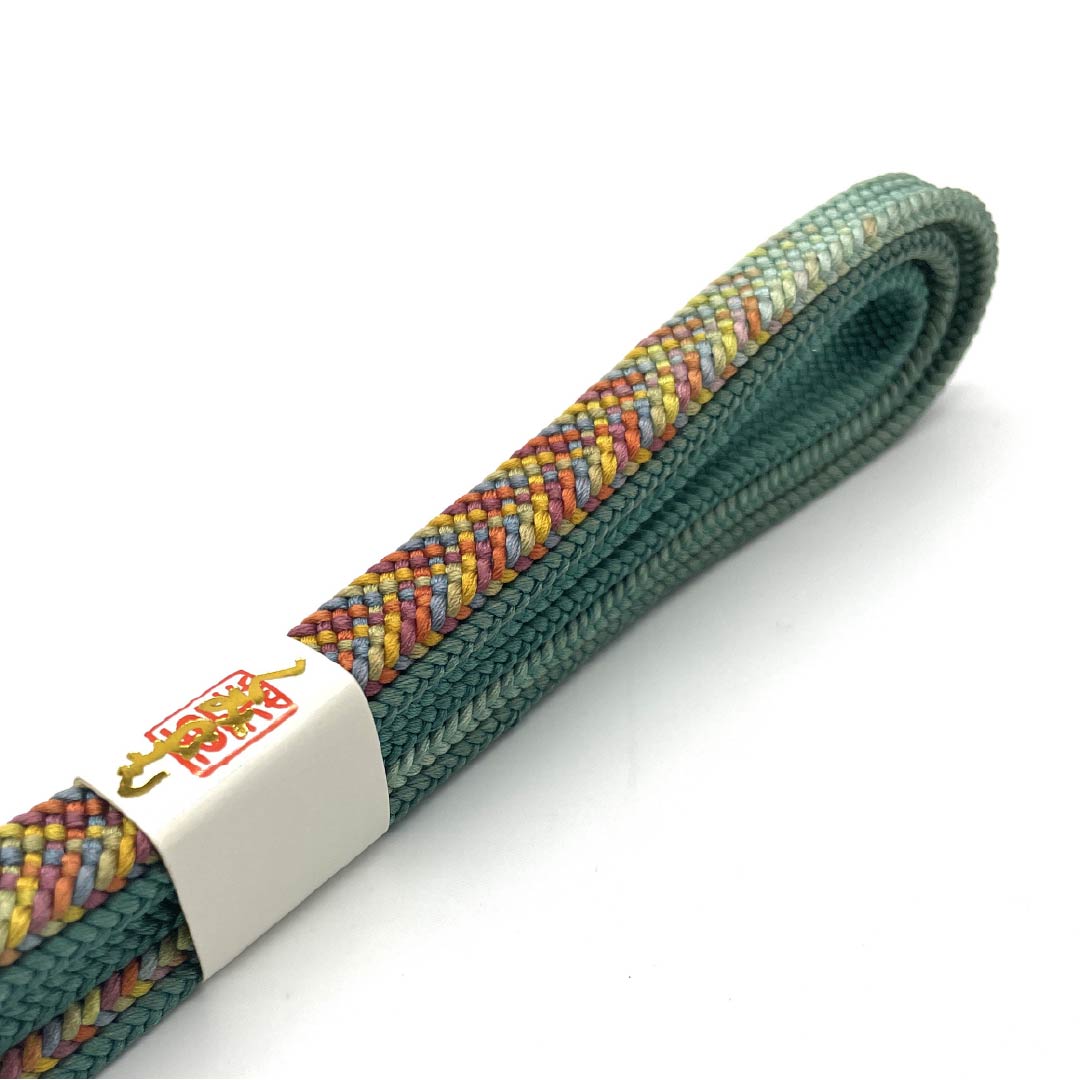 帯締め 正絹 四分紐 萌葱色(もえぎいろ) カラフル 長さ約162cm 幅約1.1cm カジュアル Sランク 緑系 1135003122319