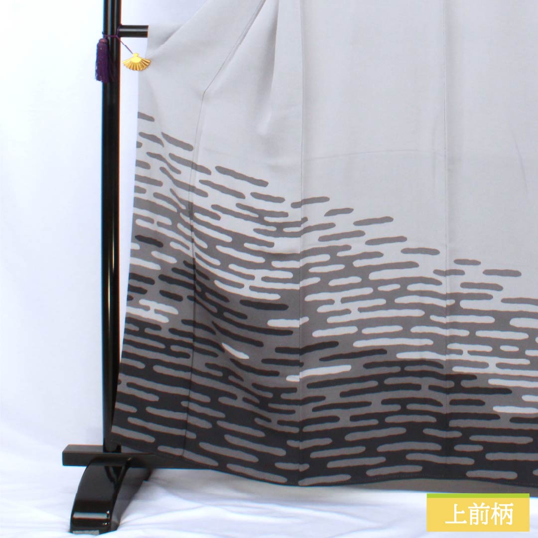 訪問着 正絹 Sランク 袷 身丈162cm 裄丈63cm 薄墨色(うすずみいろ) エ霞 三越 ちりめん地 グレー系 1112007582422