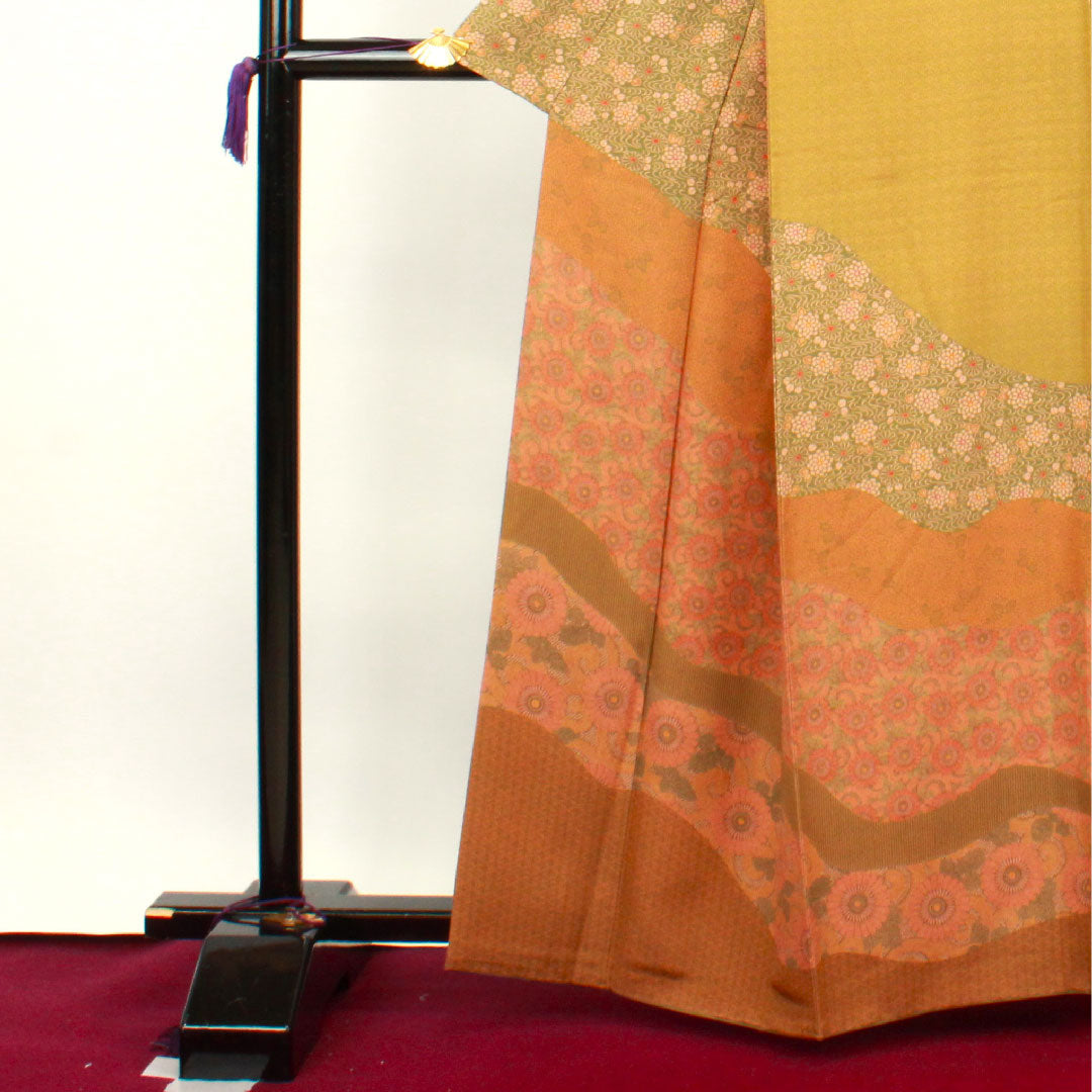 小紋 身丈164.5cm 裄丈65.5cm 袷 人間国宝 中村勇二郎 江戸小紋 草花模様 正絹 Sランク グラデ 1115002882499