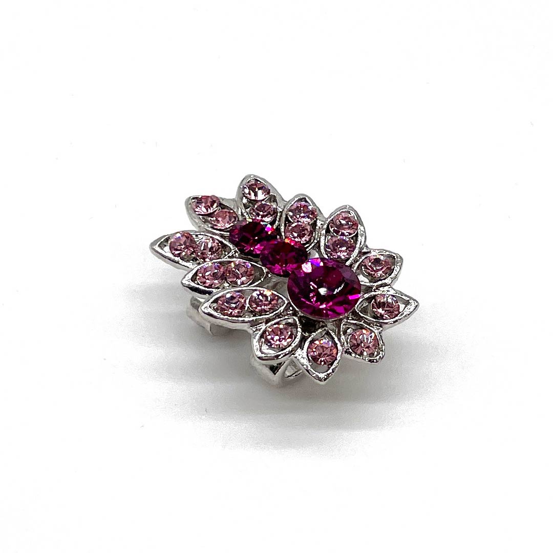 (New old stock) Obi clasp, glass, casual, Swarovski, geometric pattern, leaf, length approx. 2cm, width approx. 2.5cm, S rank, pink, 1137001072913