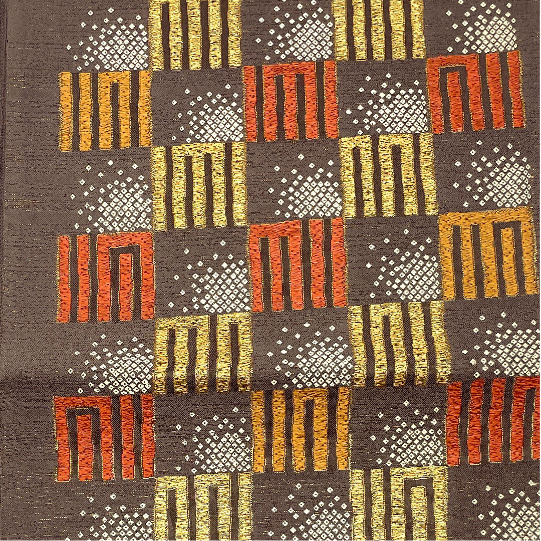 袋帯 小森織物 源氏香 帯丈444cm 正絹 Sランク 六通 セミフォーマル 紫系 1123003312320