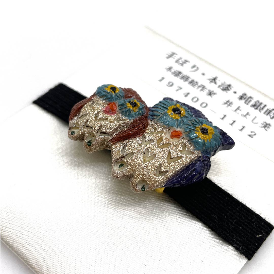 (New old stock) Obi fastener, Maki-e, casual, Mizuasagi-iro (light blue), pure silver Maki-e, hand-carved, genuine lacquer, length approx. 3 cm, width approx. 3.5 cm, S rank, blue, 1137000692917