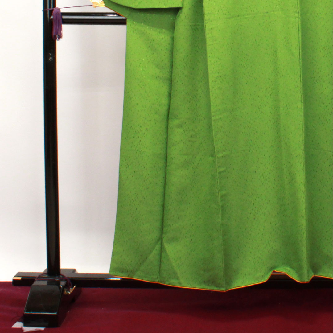 色無地 ポリエステル 常盤色 洗える着物 身丈156cm 裄丈63cm 袷 Sランク 緑系 1114001072319