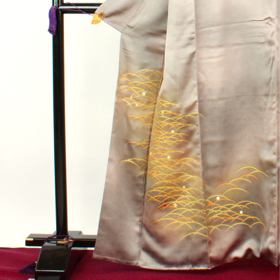 訪問着 袷 身丈163.5cm 裄丈66cm 人間国宝 福田喜重 露芝模様 刺繍 正絹 Sランク グラデ 1112002152499