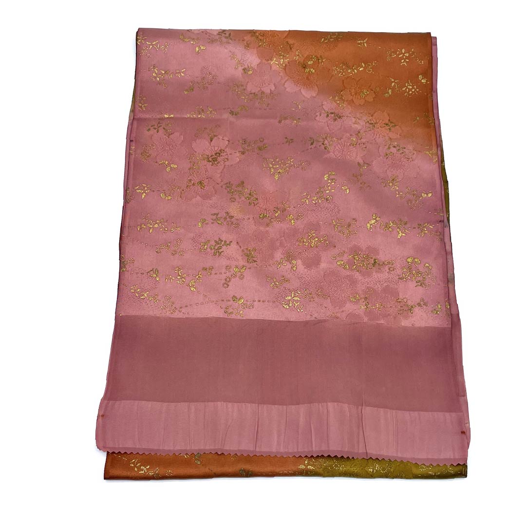 帯揚げ 正絹 フォーマル 積紅色(せきこういろ) 桜 グラデーション 古典柄 長さ約172cm 幅約29cm Sランク ピンク系 1136000462913