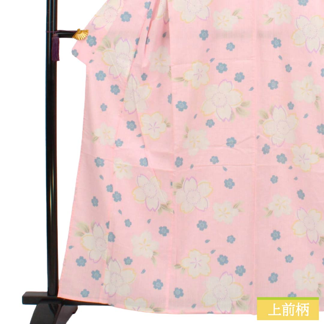 浴衣 木綿 Aランク 身丈161.5cm 裄丈64.5cm 退紅色(あらそめいろ) 桜 単衣 ピンク系 1118007493413