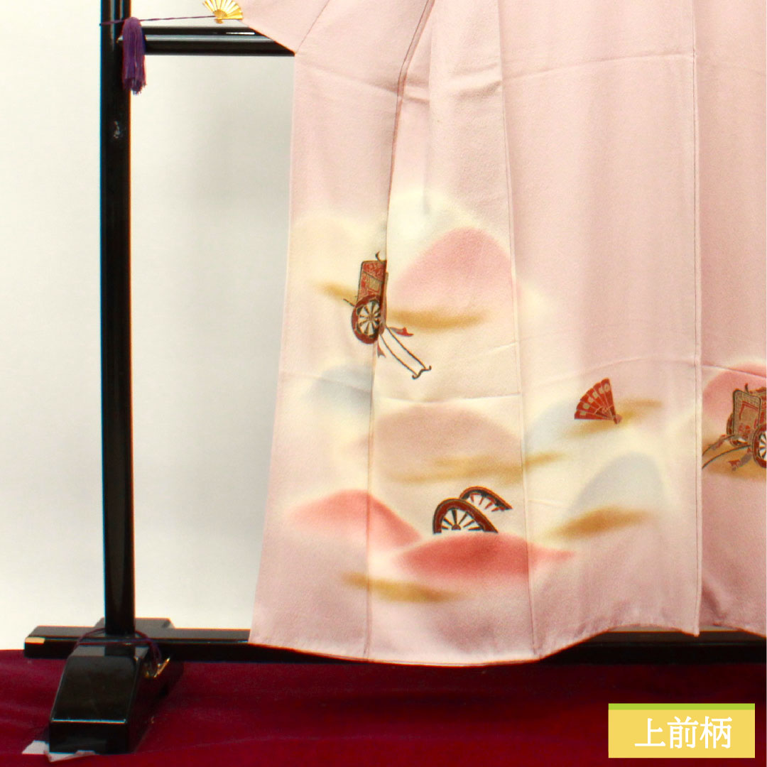 訪問着 正絹 袷 身丈155.5cm 裄丈62.5cm 葡萄色 作家物 京友禅 御所車 遠山ボカシ Sランク 紫系 1112003402320