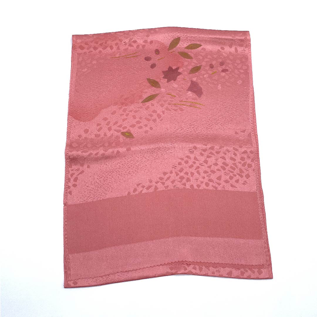 (新古品) 帯揚げ 正絹 フォーマル 一重梅色(ひとえうめいろ) 雲取り 草花模様 新古品 長さ約168cm 幅約29cm Sランク ピンク系 1136000172913