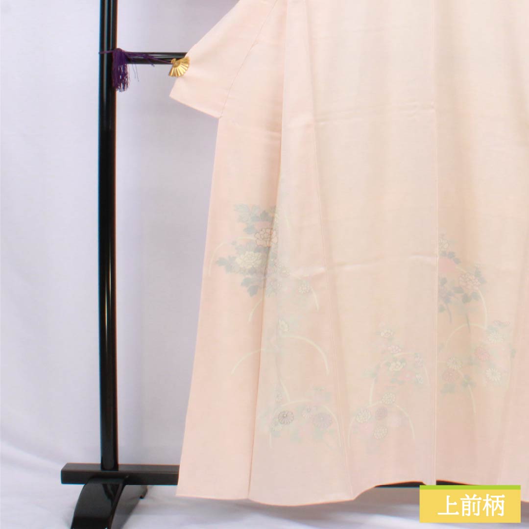 訪問着 正絹 Sランク 袷 身丈158cm 裄丈63cm 乙女色(おとめいろ) 京友禅 草花 重ね衿付き ピンク系 1112006532313