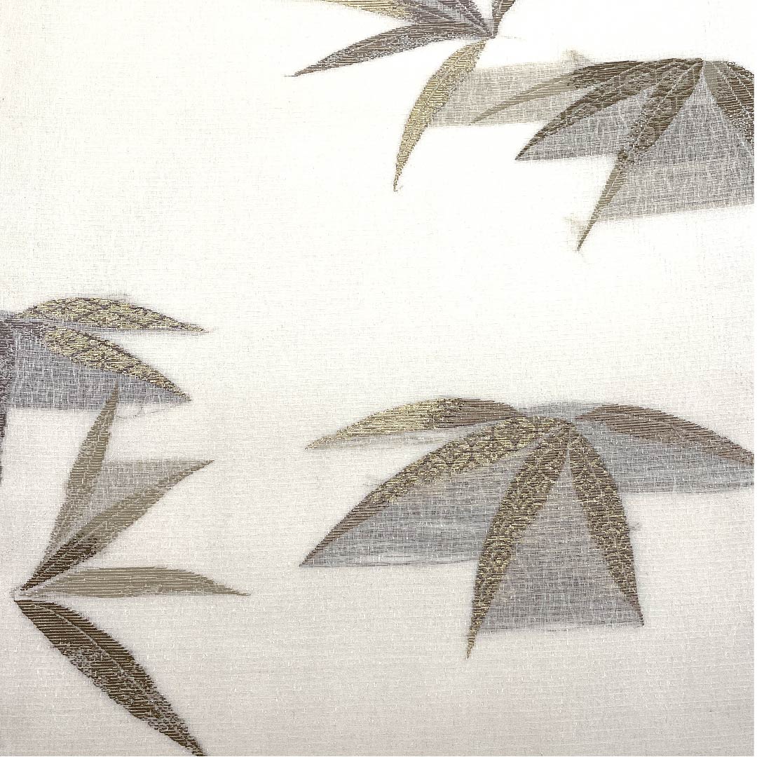 袋帯 真珠色(しんじゅいろ) 夏帯 笹 七宝 帯丈440cm 正絹 Aランク 六通 セミフォーマル 白系 1123007463311