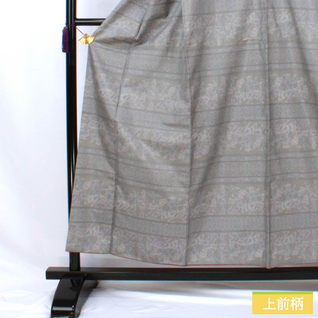 紬 正絹 Aランク 身丈156cm 裄丈63cm 灰色(はいいろ) 本場大島紬 色泥染 横双絣 袷 グレー系 1116004663322