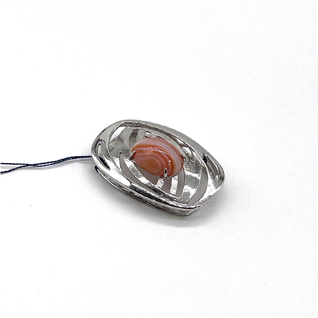 (新古品) 帯留め 天然石 カジュアル 鴇色(ときいろ) 真鍮 レッドアゲート 長さ約2.5cm 幅約3.5cm Sランク ピンク系 1137000782913